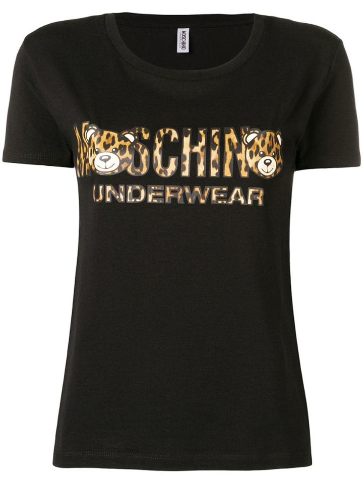 Moschino Leopard Logo T-shirt - Black