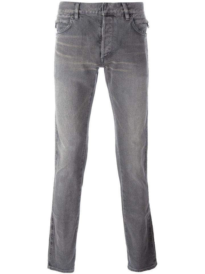 Balmain Side Ribbed Detail Jeans, Size: 32, Grey, Cotton/polyurethane