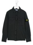 Stone Island Kids Logo Plaque Work Shirt, Boy's, Size: 10 Yrs, Grey