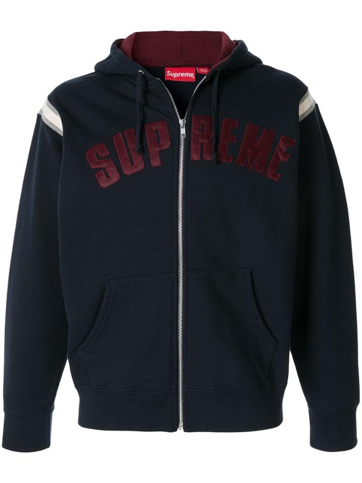 Supreme Logo Zipped Hoodie - Blue