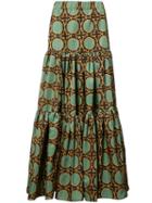 La Double J Circle Print Maxi Skirt, Women's, Size: Large, Green, Polyamide