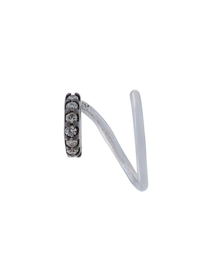 Maria Black Lila Mono Diamond Earring (left) - Grey