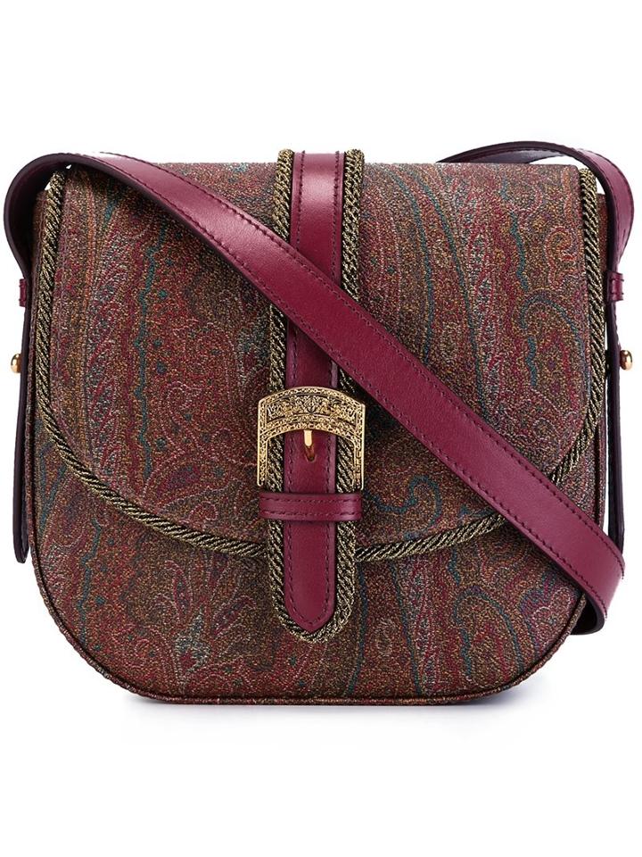 Etro Paisley Print Saddle Bag, Women's, Pink/purple