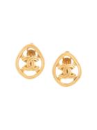 Chanel Vintage Cc Cut-out Earrings - Gold
