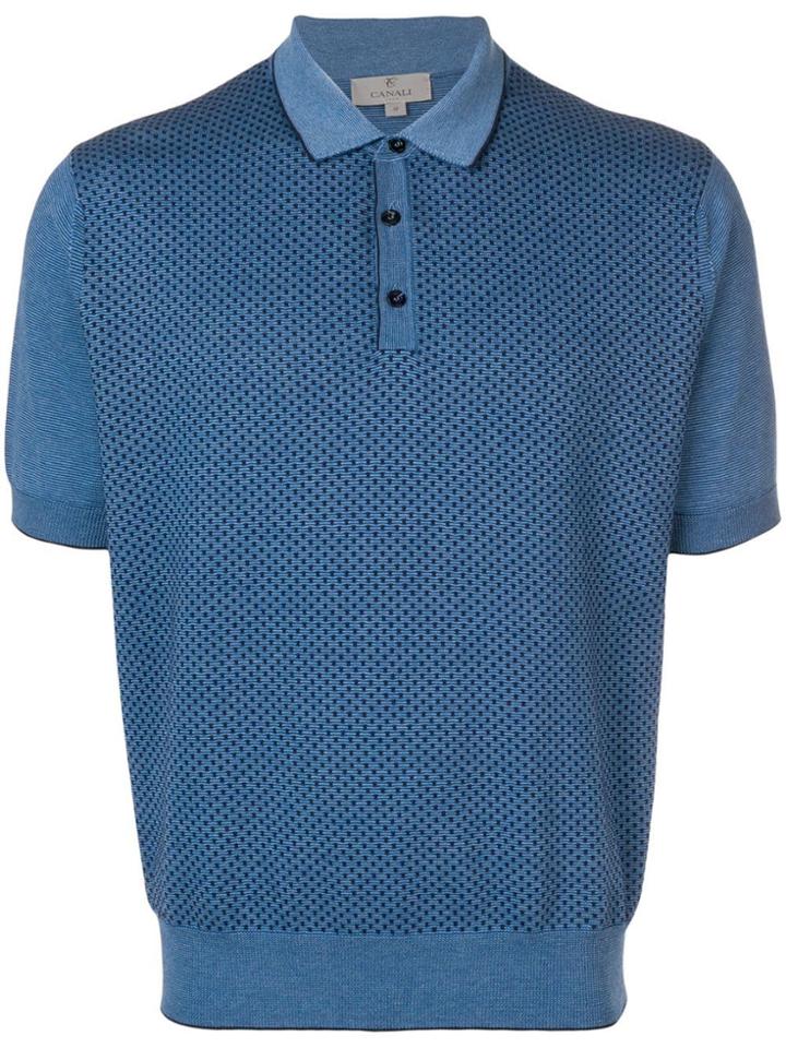 Canali Dotted Polo Shirt - Blue