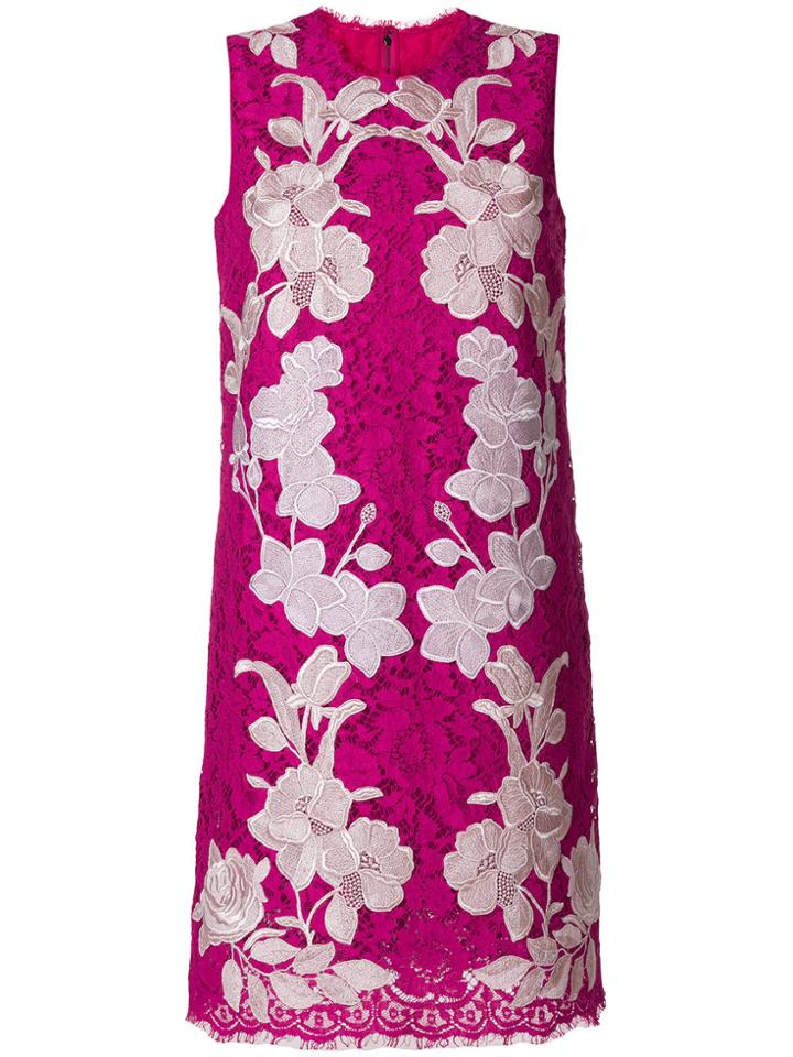 Dolce & Gabbana Lace Embroidered Mini Dress - Pink & Purple