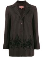 Romeo Gigli Pre-owned 1990's Floral Appliqué Striped Blazer - Brown