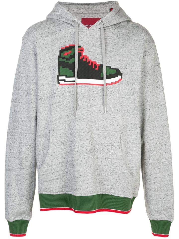 Mostly Heard Rarely Seen 8-bit Red Sneak Hoodie - Grey