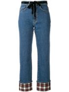 Isa Arfen Contrast Turn-up Jeans - Blue