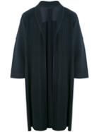 Homme Plissé Issey Miyake - Ribbed Midi Coat - Men - Polyester - M, Blue, Polyester