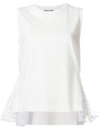 Muveil Tulle Side Panel Blouse - White