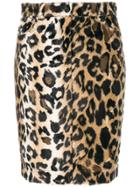 Jeremy Scott Leopard Pattern Fitted Skirt - Brown