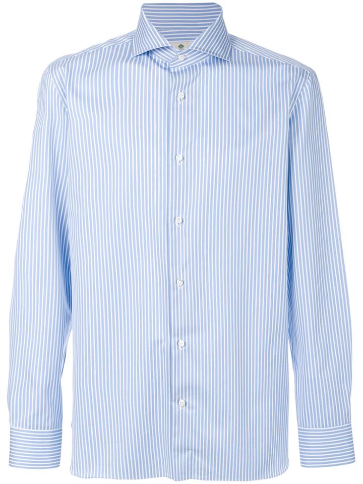 Luigi Borrelli Striped Long Sleeved Shirt - Blue