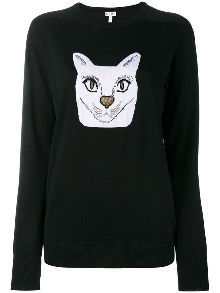 Loewe Cat Intarsia Jumper - Black