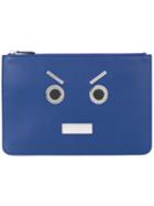 Fendi - Embellished Pouch - Men - Leather/metal (other) - One Size, Blue, Leather/metal (other)