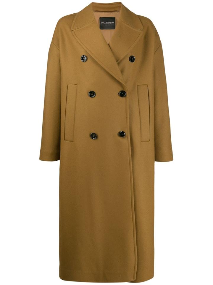 Erika Cavallini Long Double Buttoned Coat - Brown