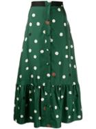 Chinti & Parker Polka Dot Midi Skirt - Green