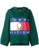Hilfiger Collection Logo Print Cropped Hoodie - Green