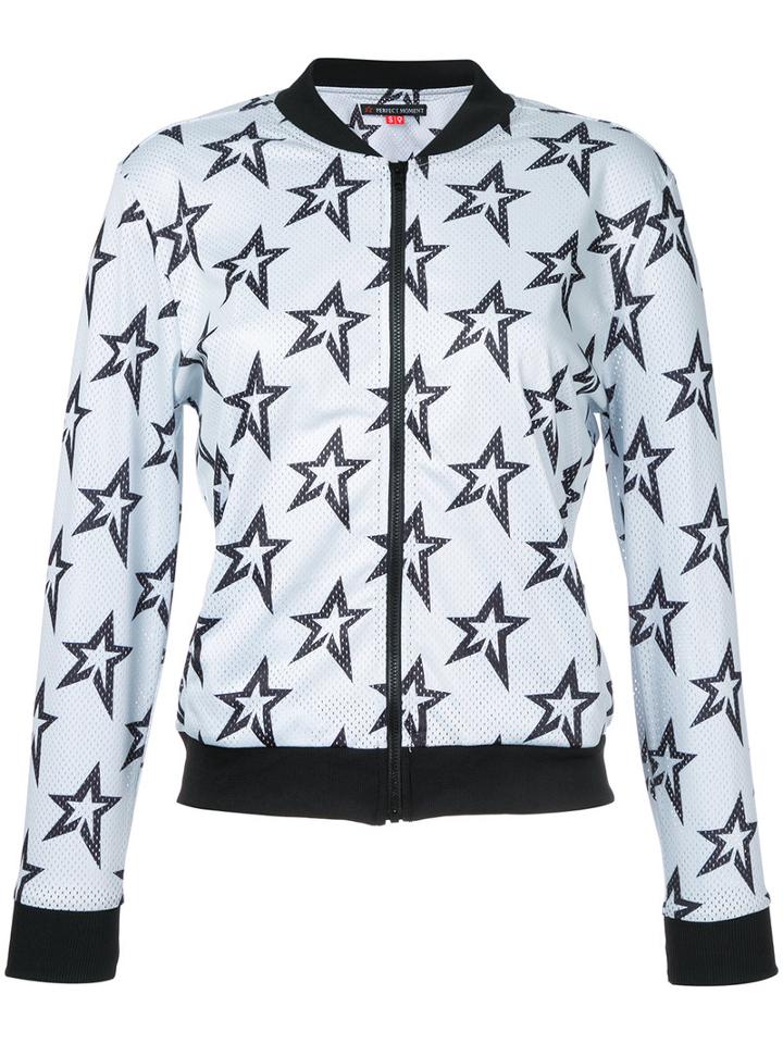 Perfect Moment - Star Mesh Bomber Jacket - Women - Polyester - L, White, Polyester