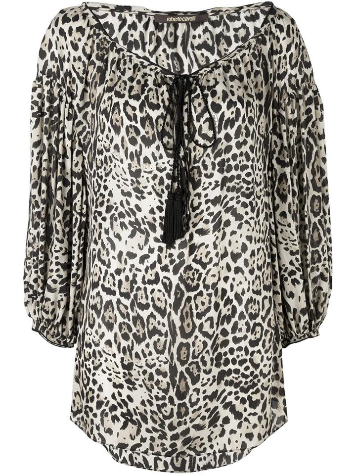 Roberto Cavalli Leopard Print Blouse, Women's, Size: 44, Nude/neutrals, Silk