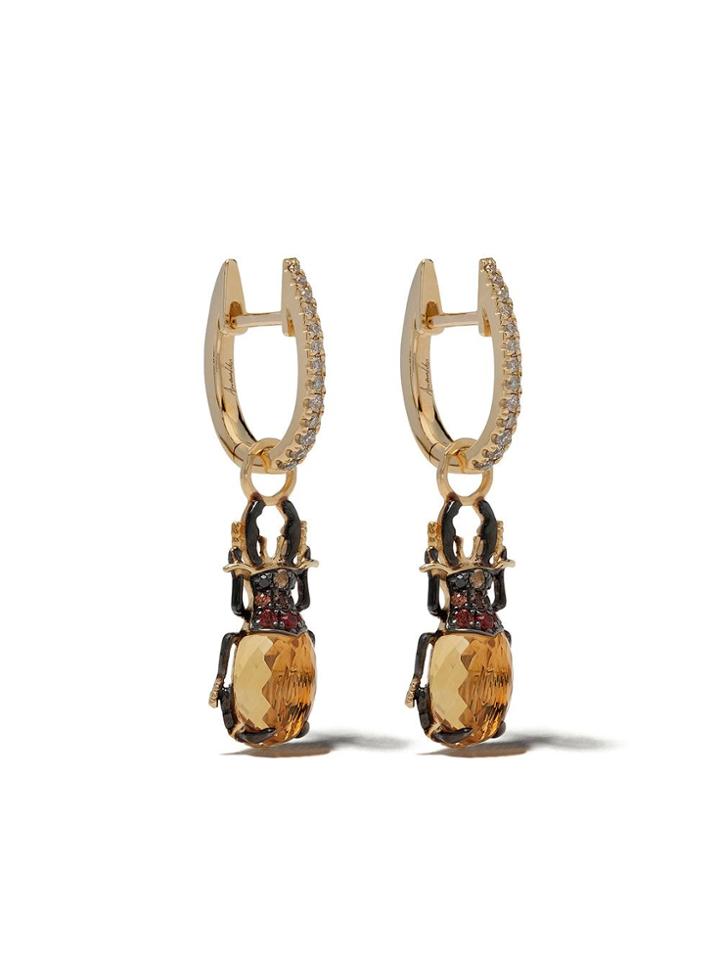Annoushka 18kt Yellow Gold Mythology Beetle Earrings - 18ct Yellow