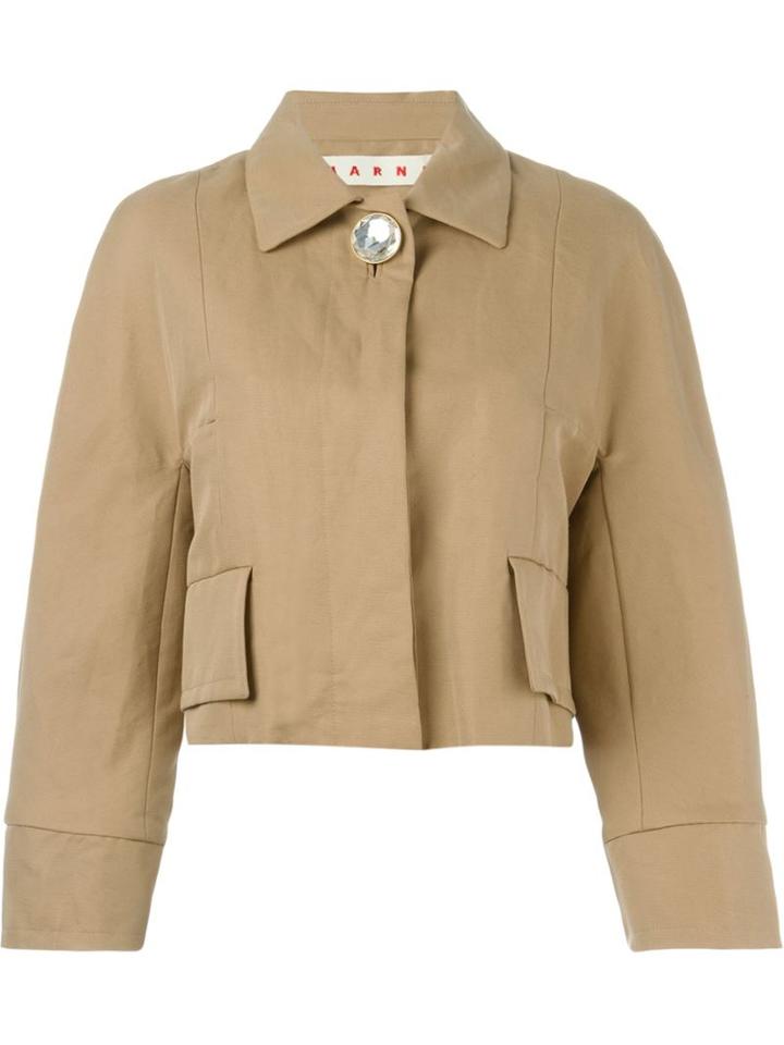 Marni Cropped Jacket, Women's, Size: 40, Nude/neutrals, Cotton/linen/flax