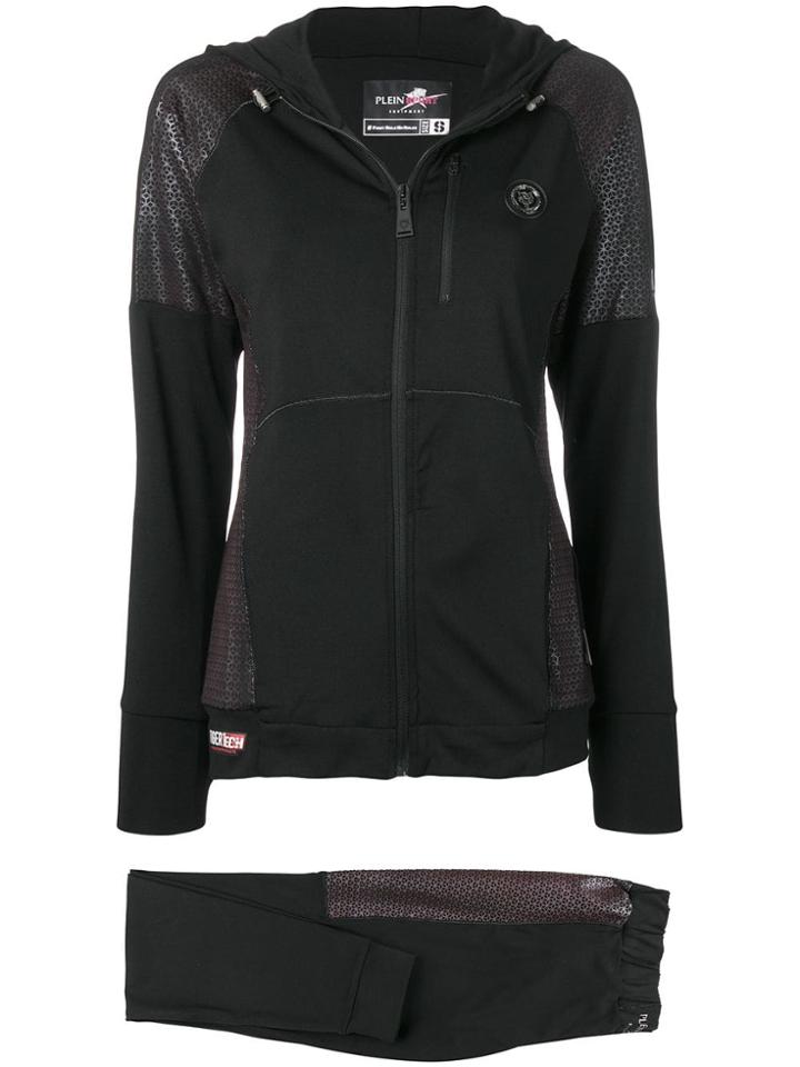 Plein Sport Brand Zipped Hoodie - Black
