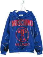 Moschino Kids Double Question Mark Logo Hoodie, Boy's, Size: 8 Yrs, Blue