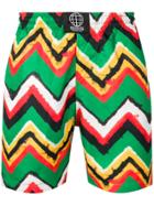 Sss World Corp Zigzag Print Swim Shorts - Green