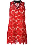Hilfiger Collection - V-neck Lace Dress - Women - Cotton/polyester - 6, Red, Cotton/polyester