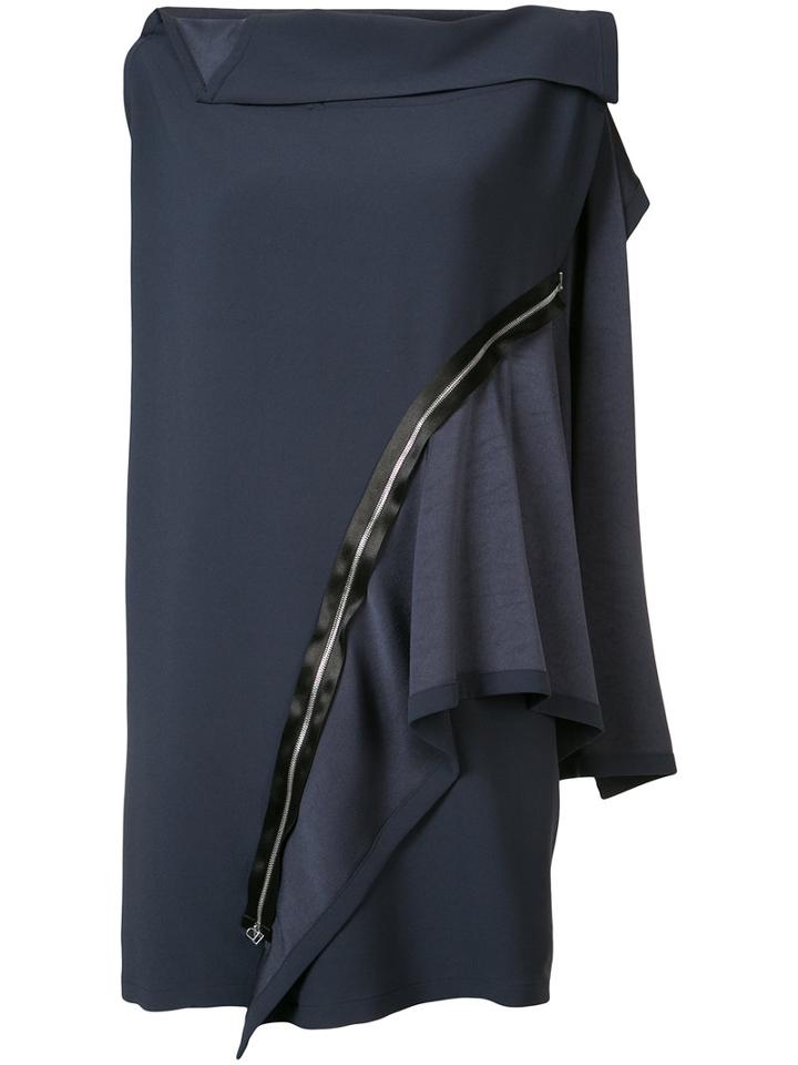 Issey Miyake - Flat Combination Zip Dress - Women - Polyester/triacetate - 2, Blue, Polyester/triacetate