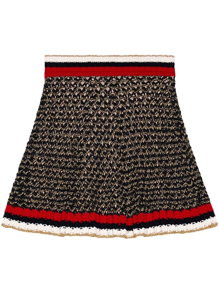 Gucci Lurex Blend Skirt With Web - Black