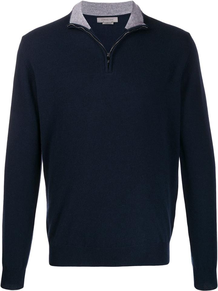Corneliani Zip Front Pullover - Blue