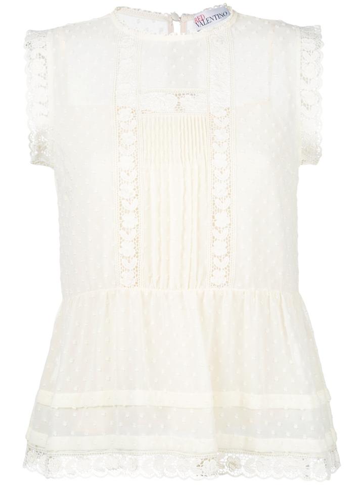 Red Valentino Soft Peplum Embroidered Top - Yellow & Orange