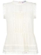 Red Valentino Soft Peplum Embroidered Top - Yellow & Orange