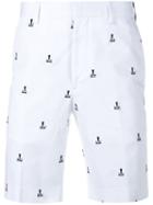 Fendi Monster Print Shorts, Men's, Size: 52, White, Cotton/polyester