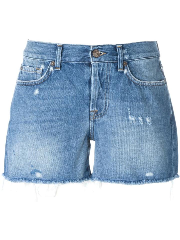 7 For All Mankind Frayed Edge Denim Shorts, Women's, Size: 27, Blue, Cotton