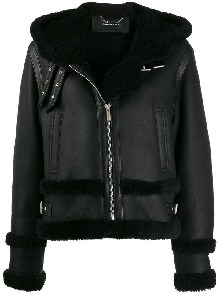 Barbara Bui Shearling Trimmed Biker Jacket - Black