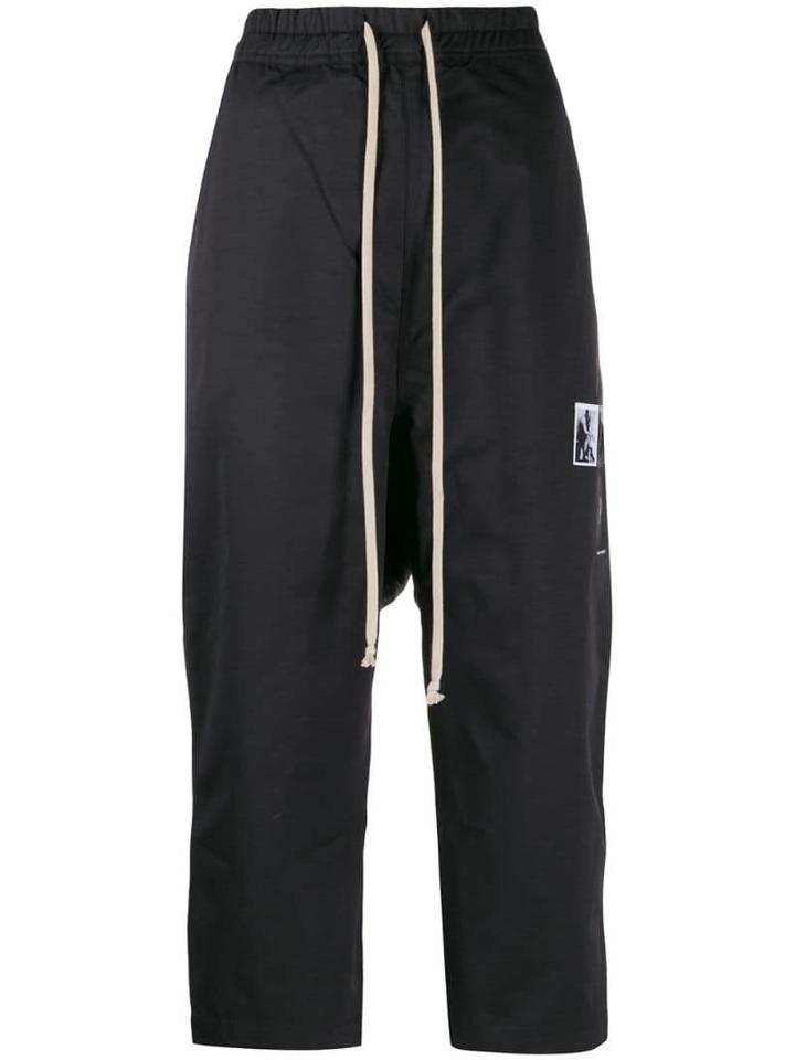 Rick Owens Drkshdw Patchwork Drop-crotch Crop Trousers - Black
