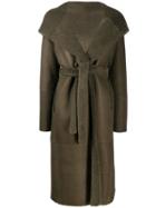 Liska Fur-trimmed Hooded Trench Coat - Green