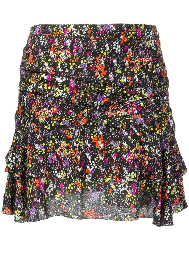 Derek Lam 10 Crosby Floral Flounce Mini Skirt - Black