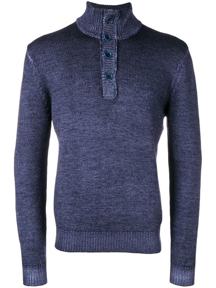 Sun 68 Half-button Sweater - Blue