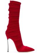 Casadei Plissé Boots - Red
