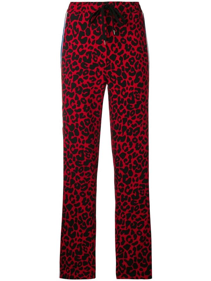 Nº21 Side-stripe Leopard-print Pants - Red