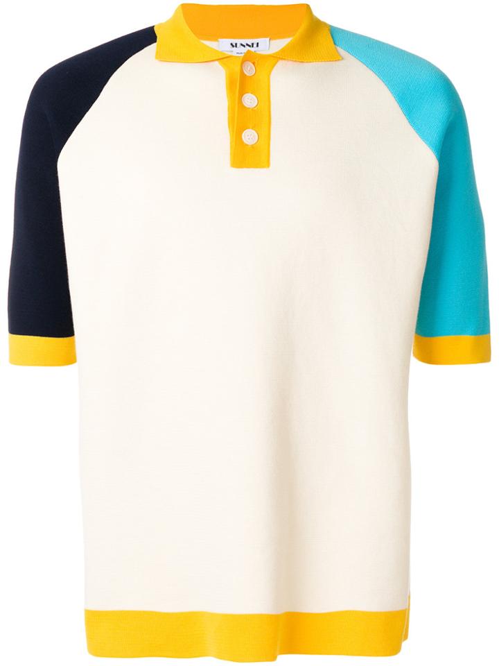 Sunnei Colour-block Polo Shirt - Nude & Neutrals