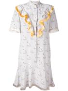 Stella Mccartney Swan Print Flounce Dress, Women's, Size: 42, Grey, Silk
