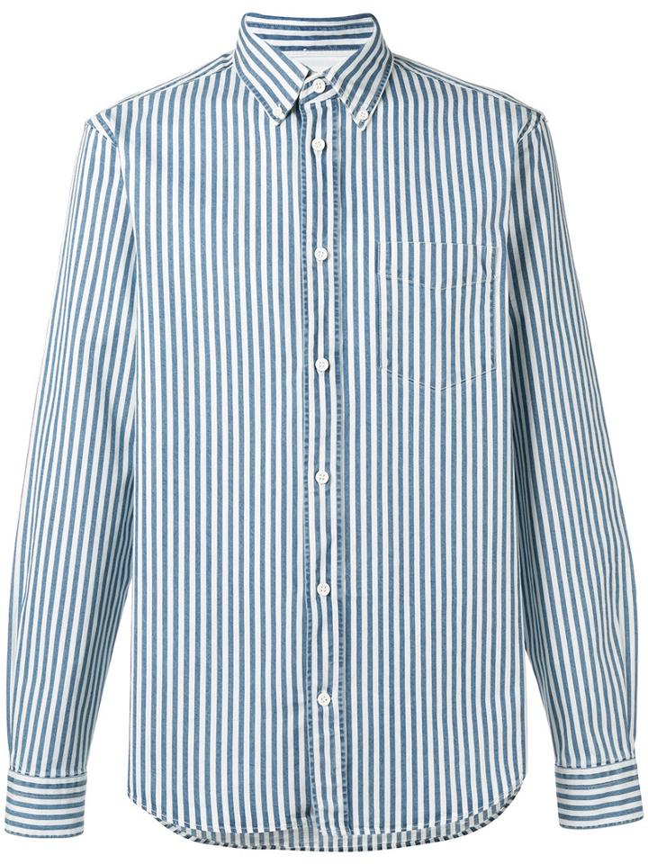 Acne Studios Button-down Striped Shirt, Men's, Size: 48, Blue, Cotton/spandex/elastane