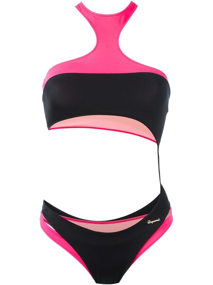 Dsquared2 Beachwear Cut Out Detail Swimsuit, Women's, Size: 40, Black, Polyamide/spandex/elastane