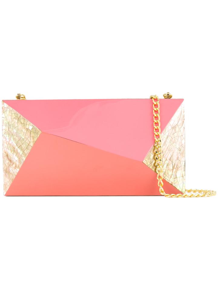 Rafe Geometric Shell Clutch Bag - Pink & Purple