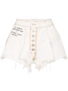Unravel Project Reverse Raw Denim Shorts - White